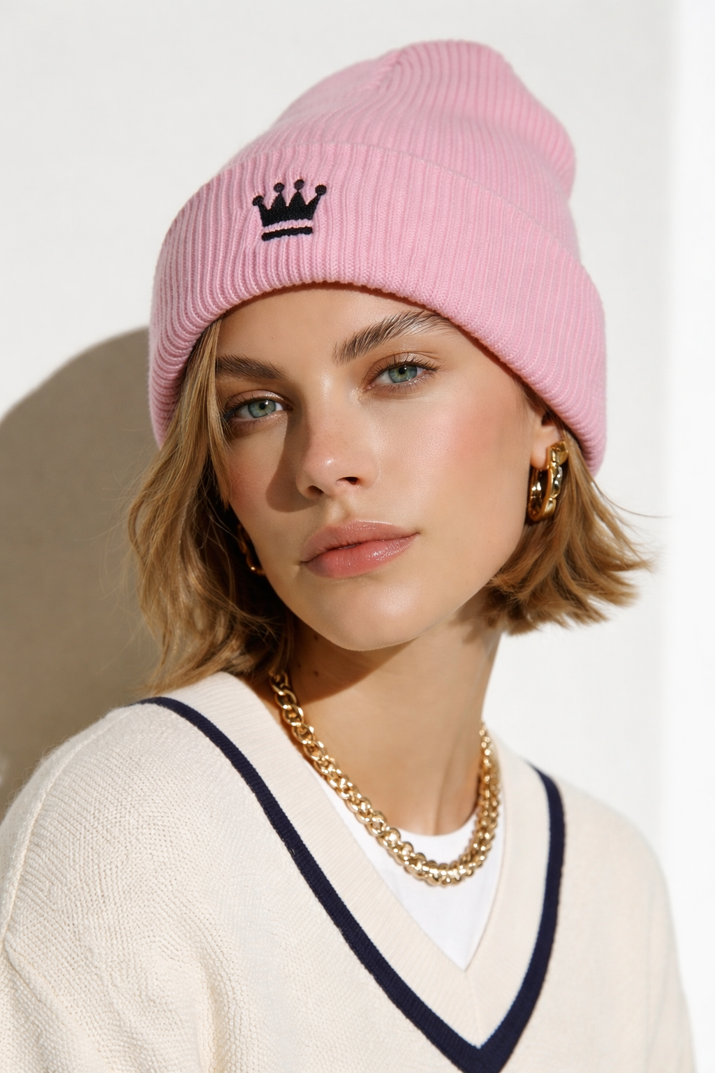 The Dana Royal Crown Beanie Hat (Pink)